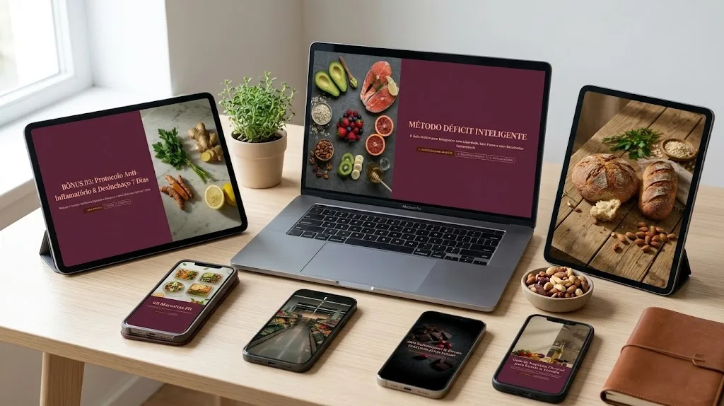 Método Déficit Inteligente aberto em notebook, tablets e celulares